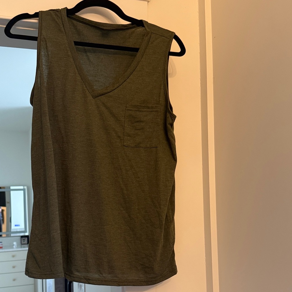 Olive Green Sleeveless Women's Top